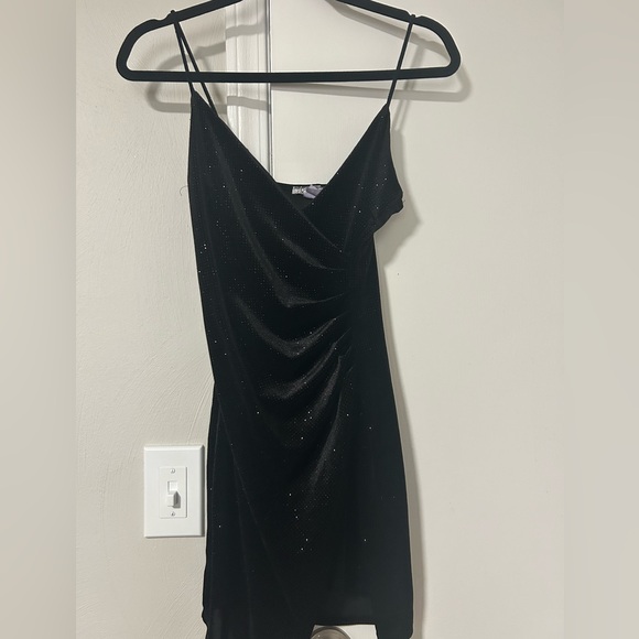 Cristina Black Asymmetrical Mini Dress - Picture 1 of 4